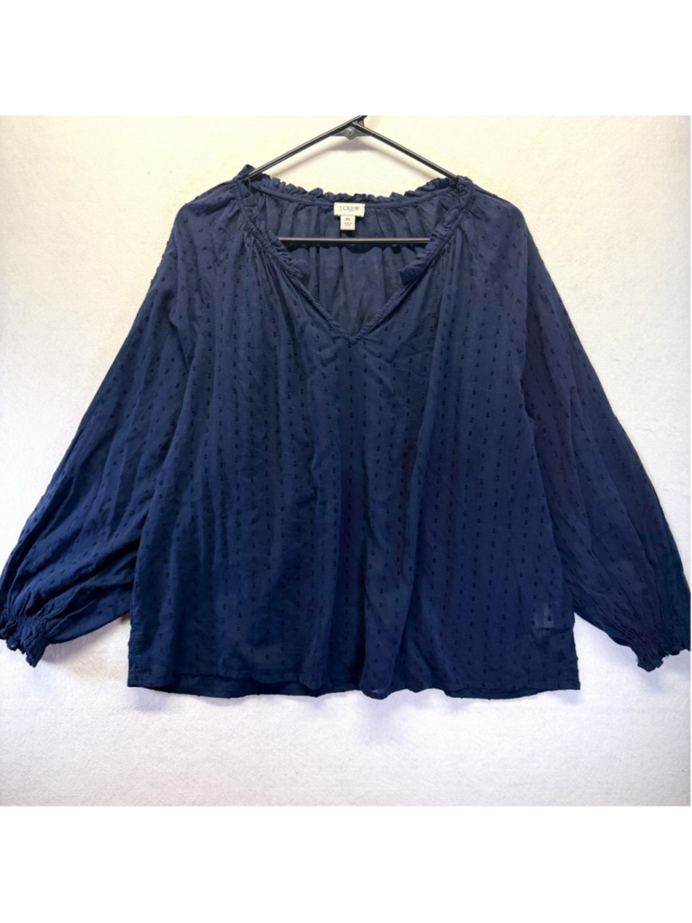 J. Crew Swiss Dot Poet Blouse Womens XL Peasant Top Balloon Sleeve Lightweight